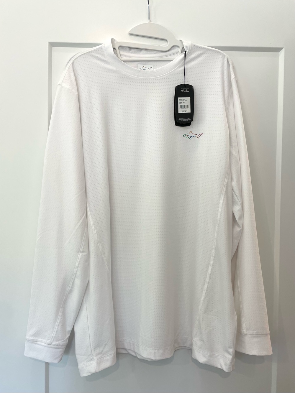 Greg Norman PlayDry White Long-Sleeve Performance Shirt Medium UPF50+
